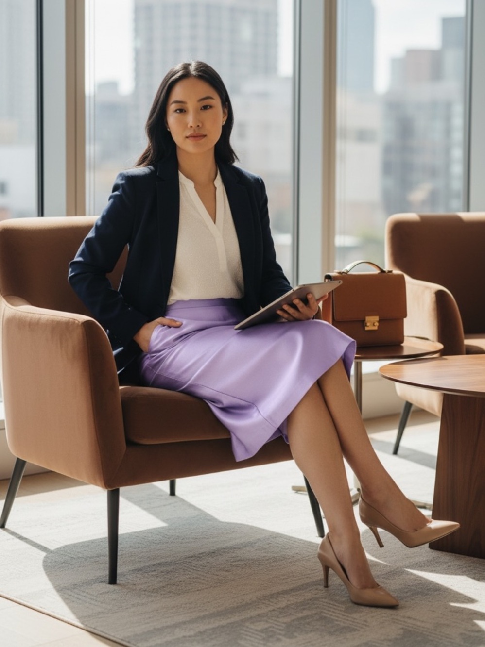 Michael Kors Iridescent Lavender Wool Silk A-Line Pencil Skirt Size 4